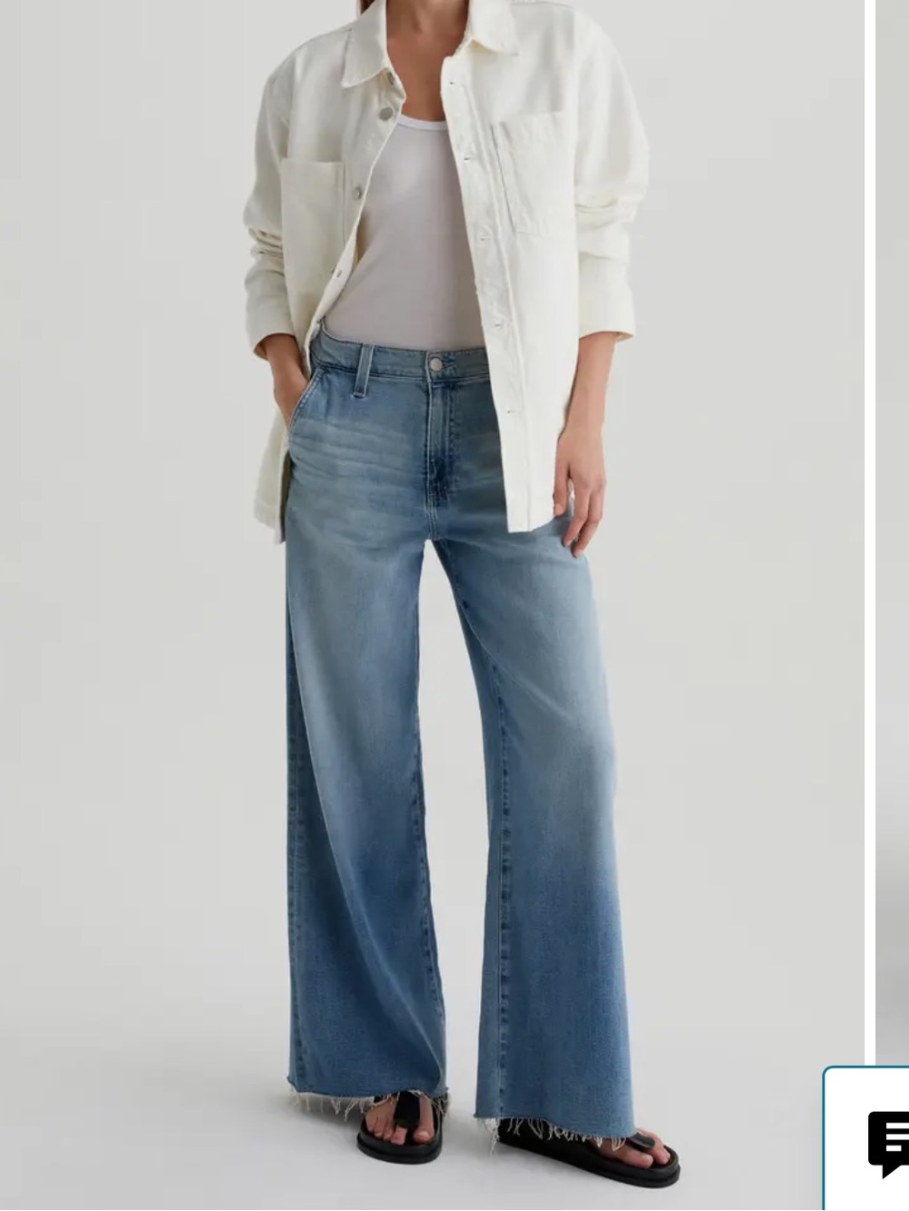 Ag Adriano Goldschmied Light Blue Wide-Leg Crop Jeans - Picture 4 of 9